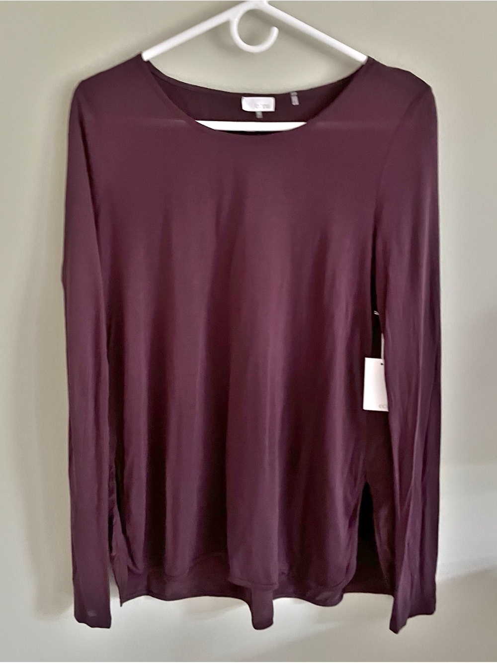 Ecru silk burgundy top NWT